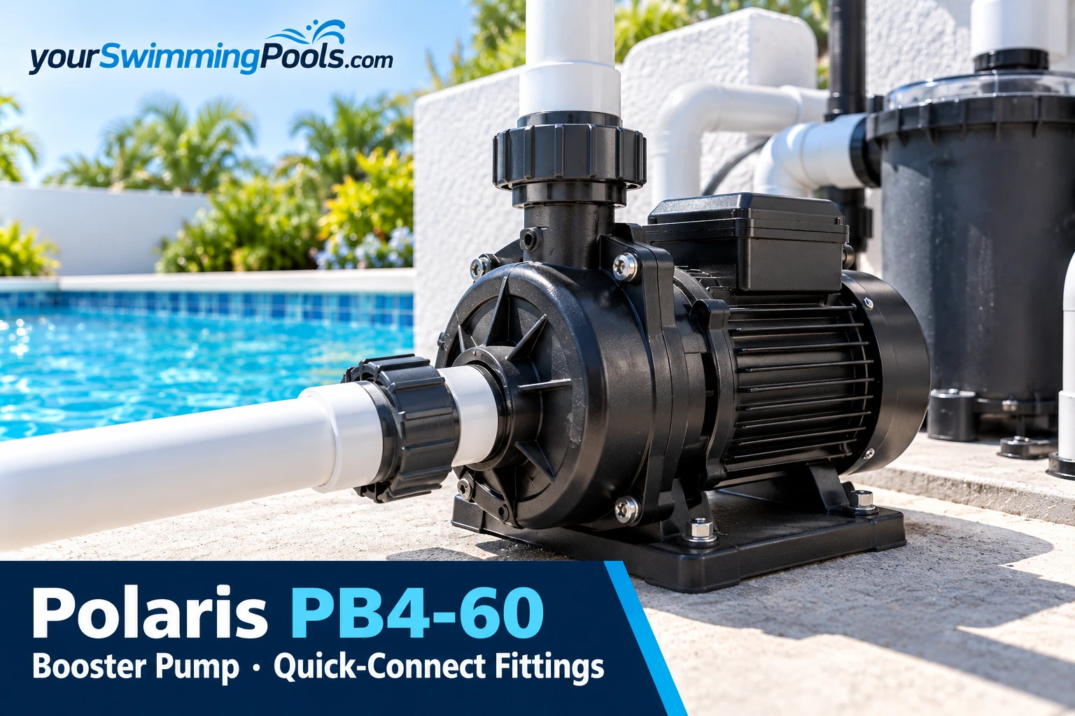 Polaris PB4-60 booster pump for pressure-side pool cleaners, with quick connect fittings.