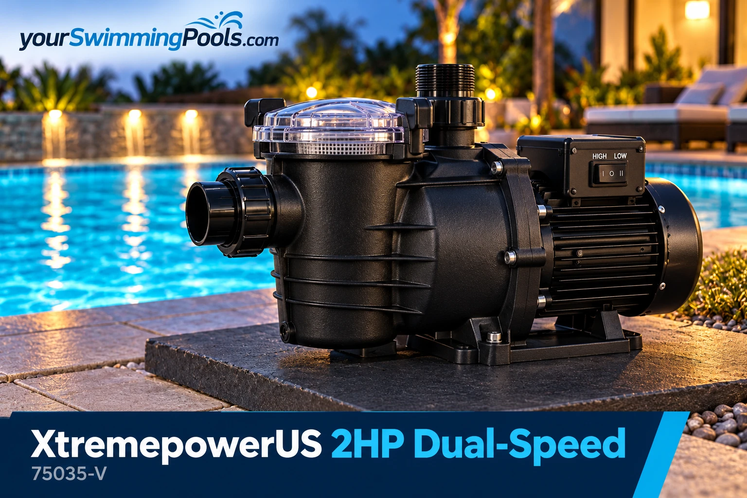 XtremepowerUS 2HP dual-speed in-ground pool pump.